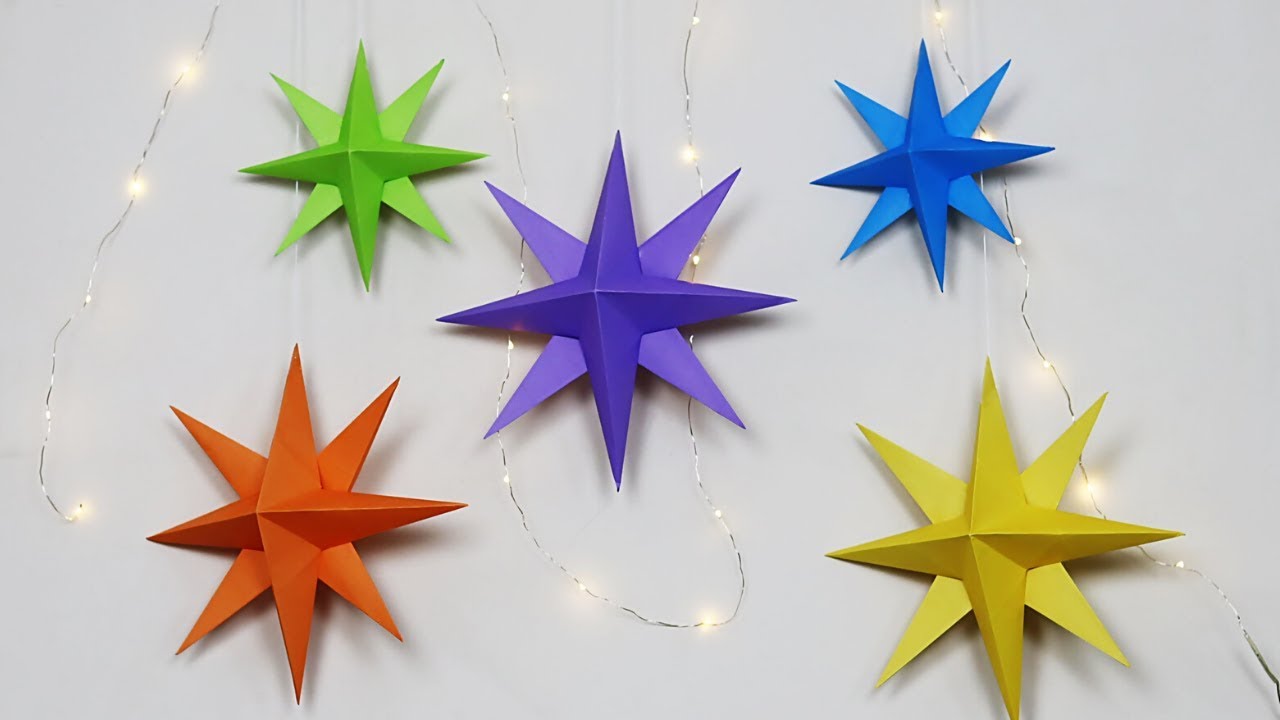 christmas decor ideas star DIY 3D Paper Star How To Make Christmas Star Christmas Decorations