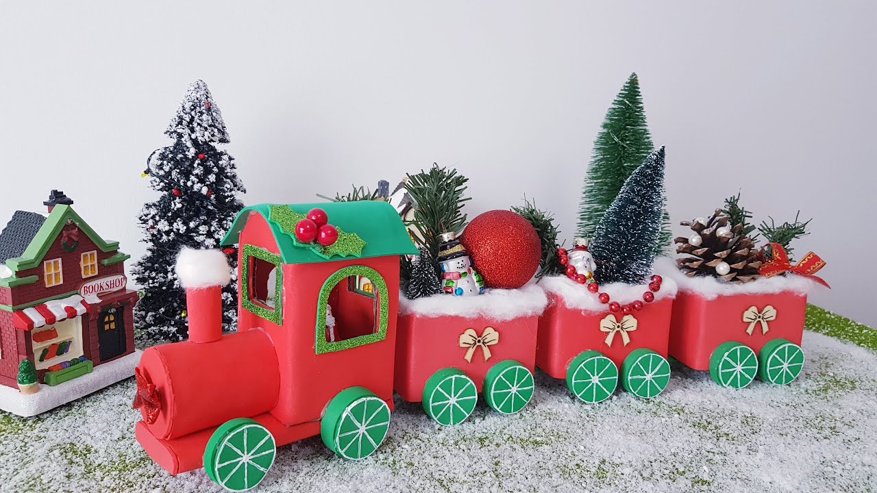 christmas train decorations indoor DIY Christmas decoration. Handmade Christmas train. YouTube