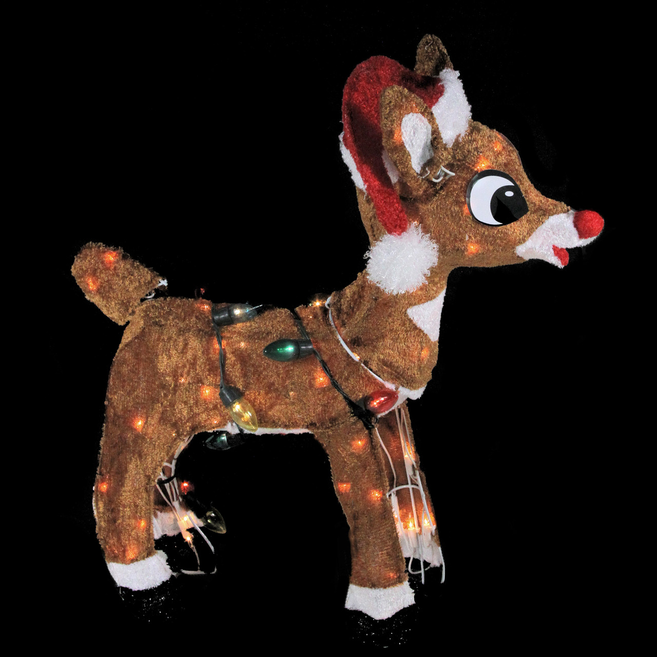 christmas outdoor decorations rudolph 24" Lighted Rudolph with String Lights Christmas Outdoor Yard