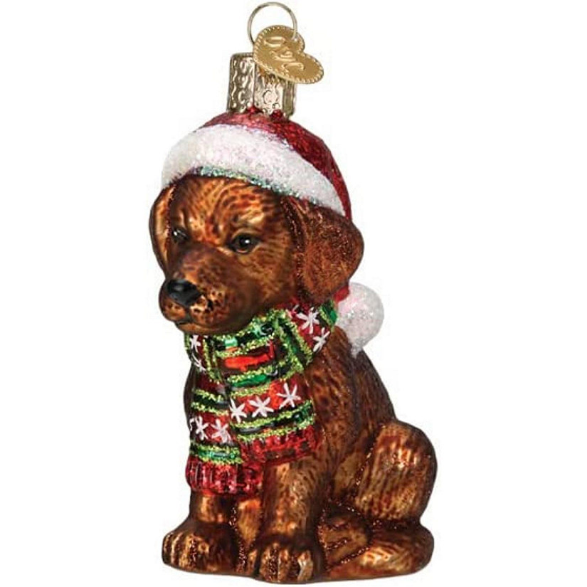 chocolate lab christmas decor Old World Christmas Holiday Chocolate Labrador Puppy Glass Blown