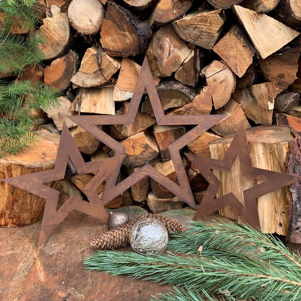 metal christmas decorations indoor Metal Christmas Stars Decoration Set By The Rustic Warehouse