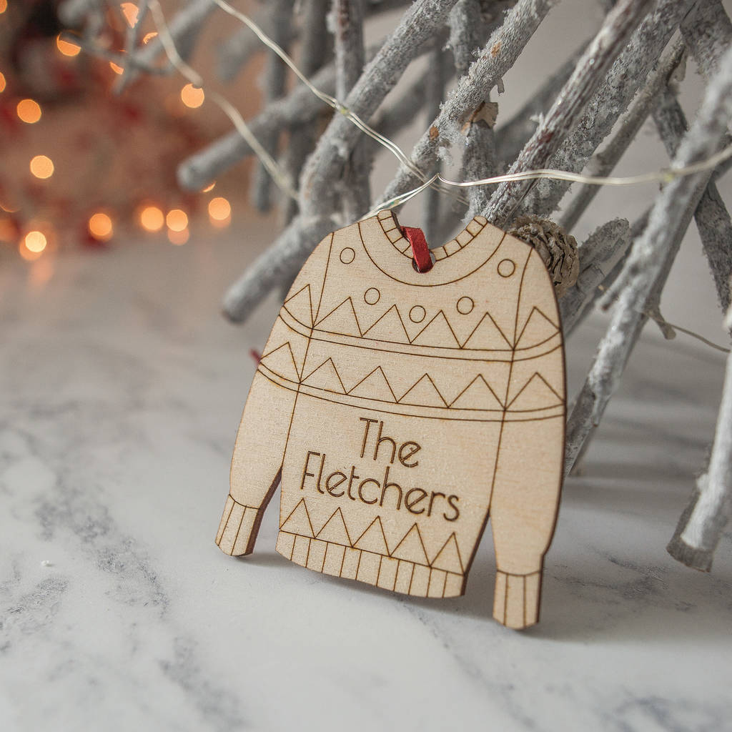 christmas jumper decoration ideas personalised christmas jumper tree decoration by jayne tapp design