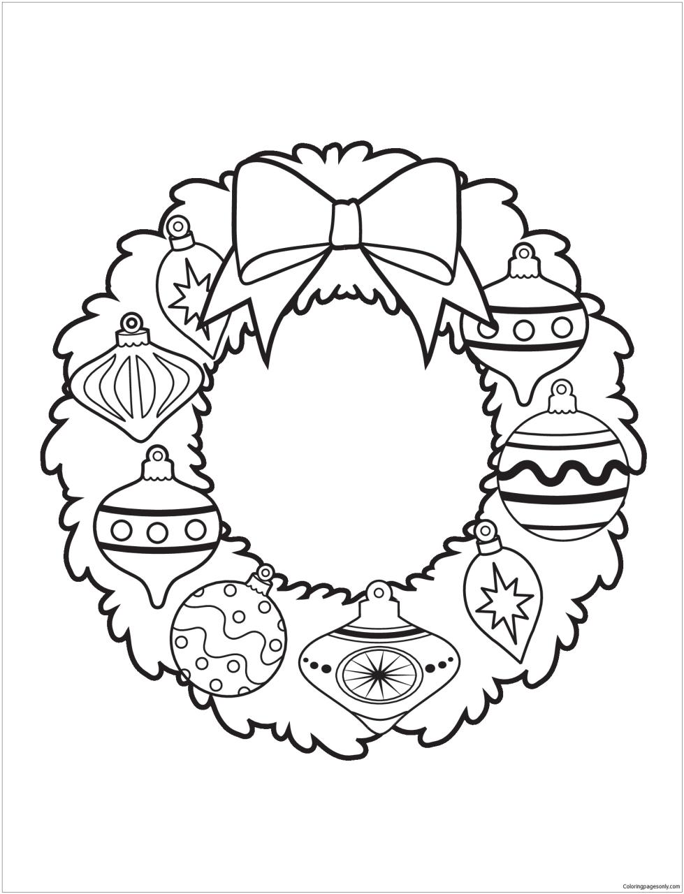 christmas decor color ideas Ornament Wreath Christmas Coloring Page Free Printable Coloring Pages