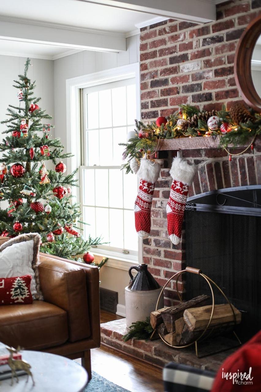 christmas decor for brick fireplace How To Decorate A Brick Fireplace For Christmas I Am Chris