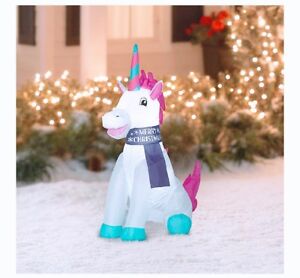 unicorn christmas decorations outdoor NEW 3.5 Ft. Inflatable Unicorn Christmas Holiday Yard Decoration