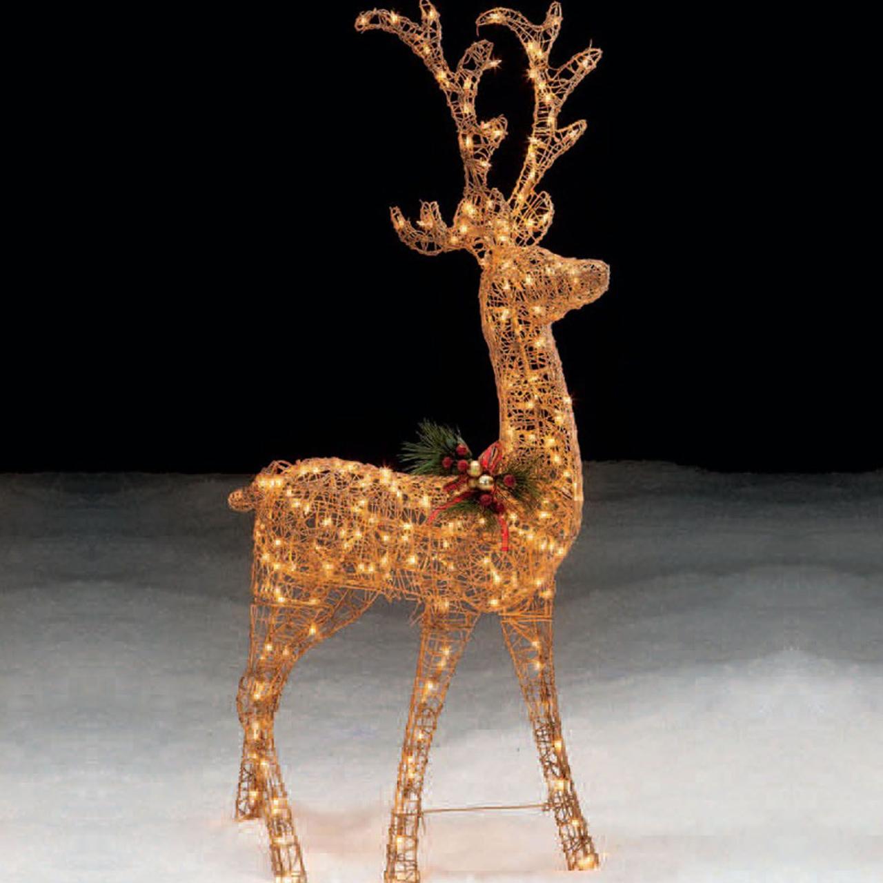 christmas deer decor sale Trim A Home® 60in Lighted Gold Standing Deer Christmas Decoration