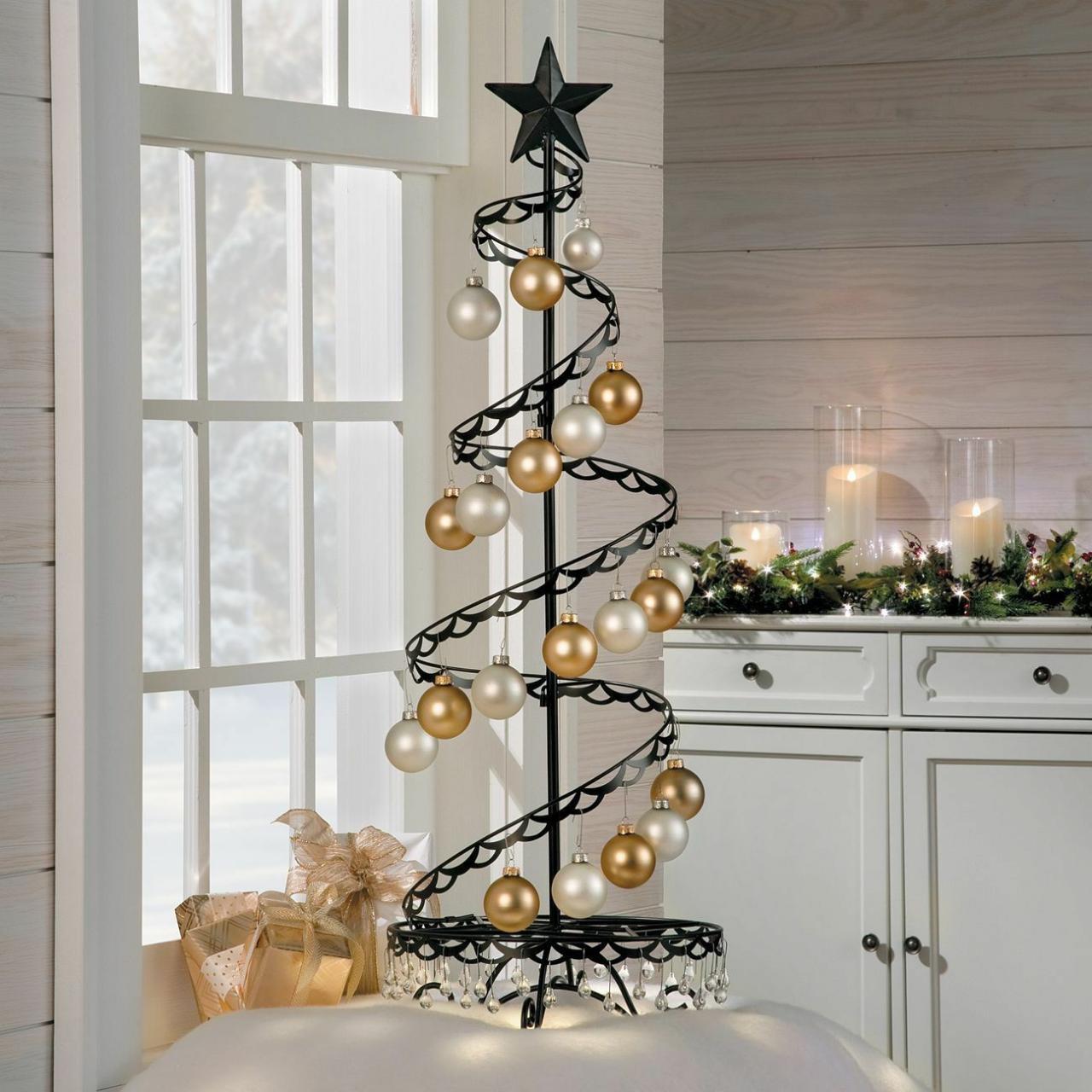 metal christmas tree decor Tis Your Season 36" Metal Spiral Christmas Ornament Display Trees