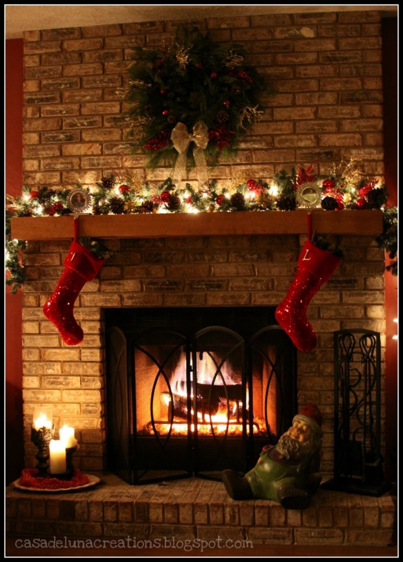 christmas decor for brick fireplace 43 Ways to Decorate Fireplace for Christmas