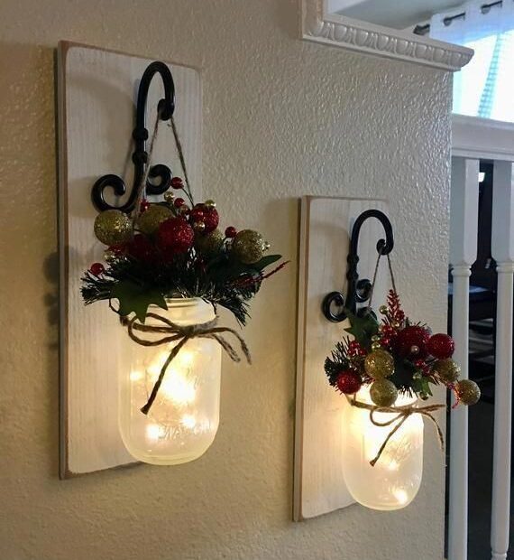 christmas decor for wall sconces Christmas Wall Decor Rustic Christmas Decor Christmas Etsy