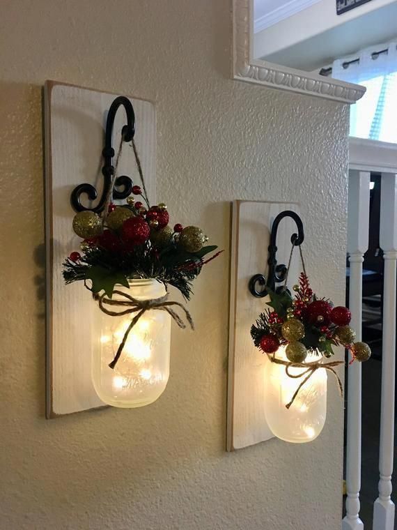 christmas decor for wall sconces Christmas Wall Decor Rustic Christmas Decor Christmas Etsy