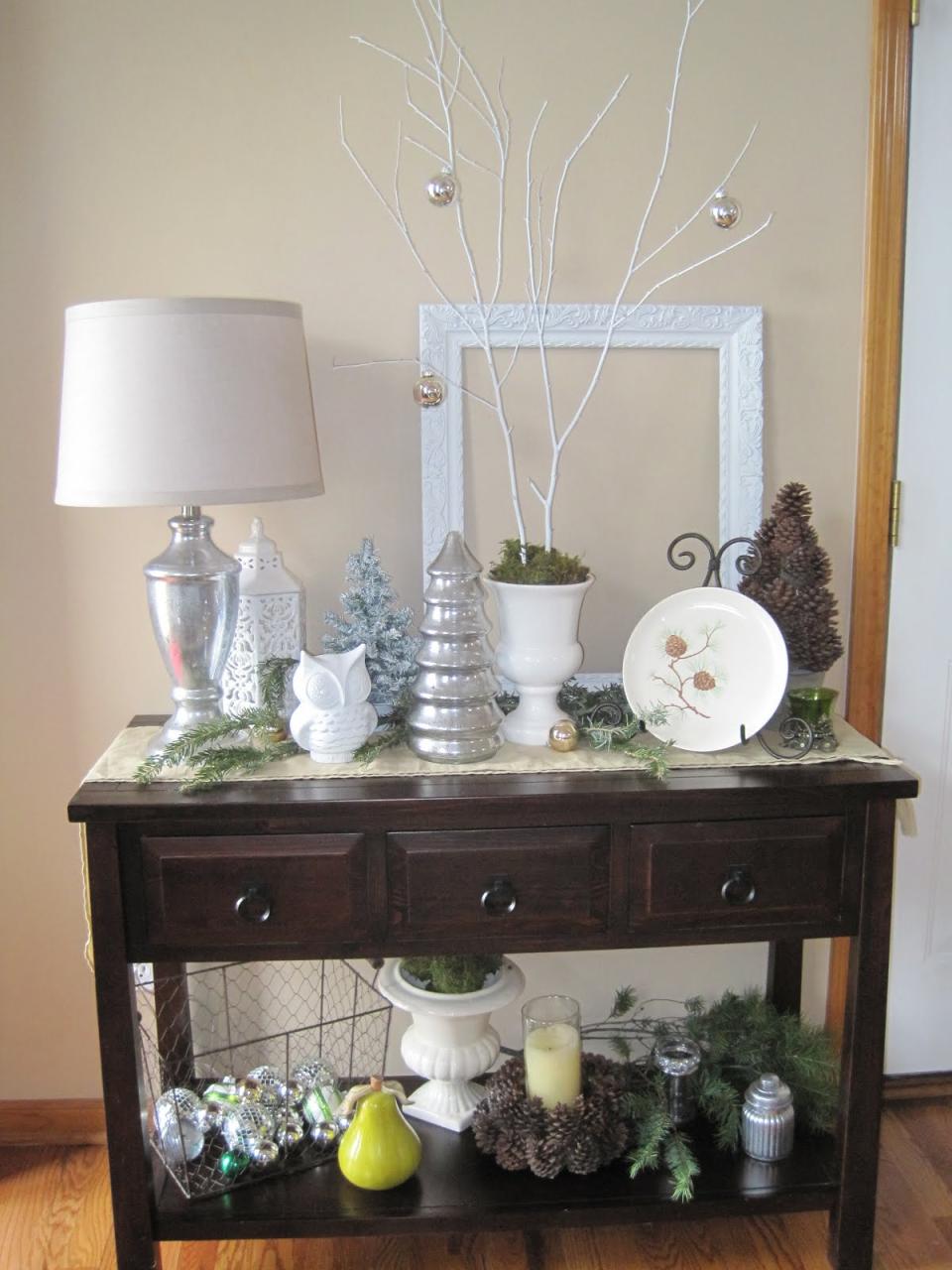 christmas decorating ideas for entryway table Decorated Chaos Christmas Entry Table