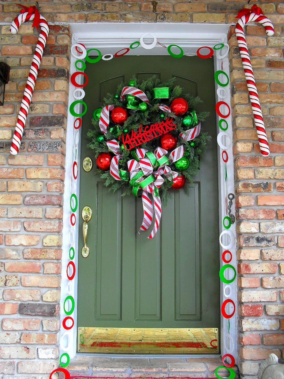 christmas decor around front door 50 Best Christmas Door Decorations for 2018