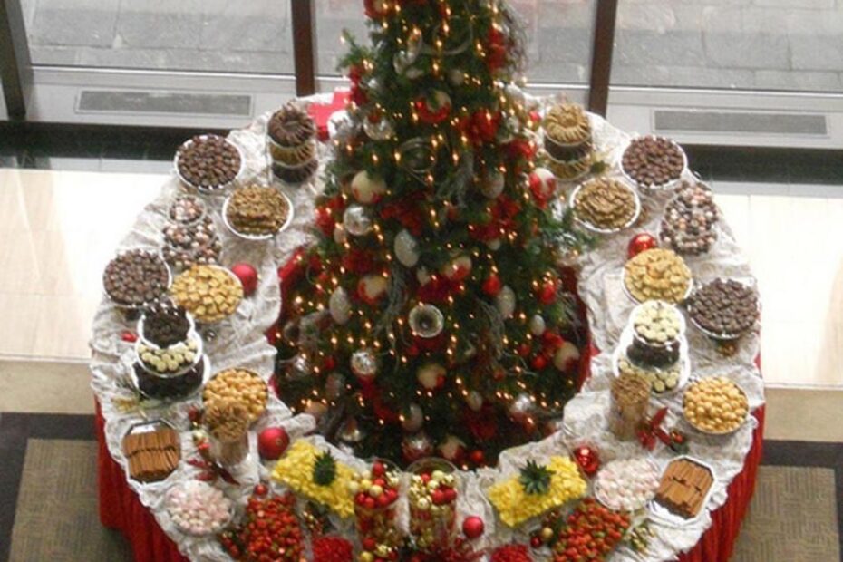 christmas buffet table decor 99 Elegant and Beautiful Tabletop Christmas Tree Centerpieces Ideas