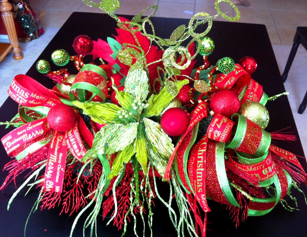 red and lime green christmas decor Red and Lime Christmas Centerpiece Green christmas, Christmas