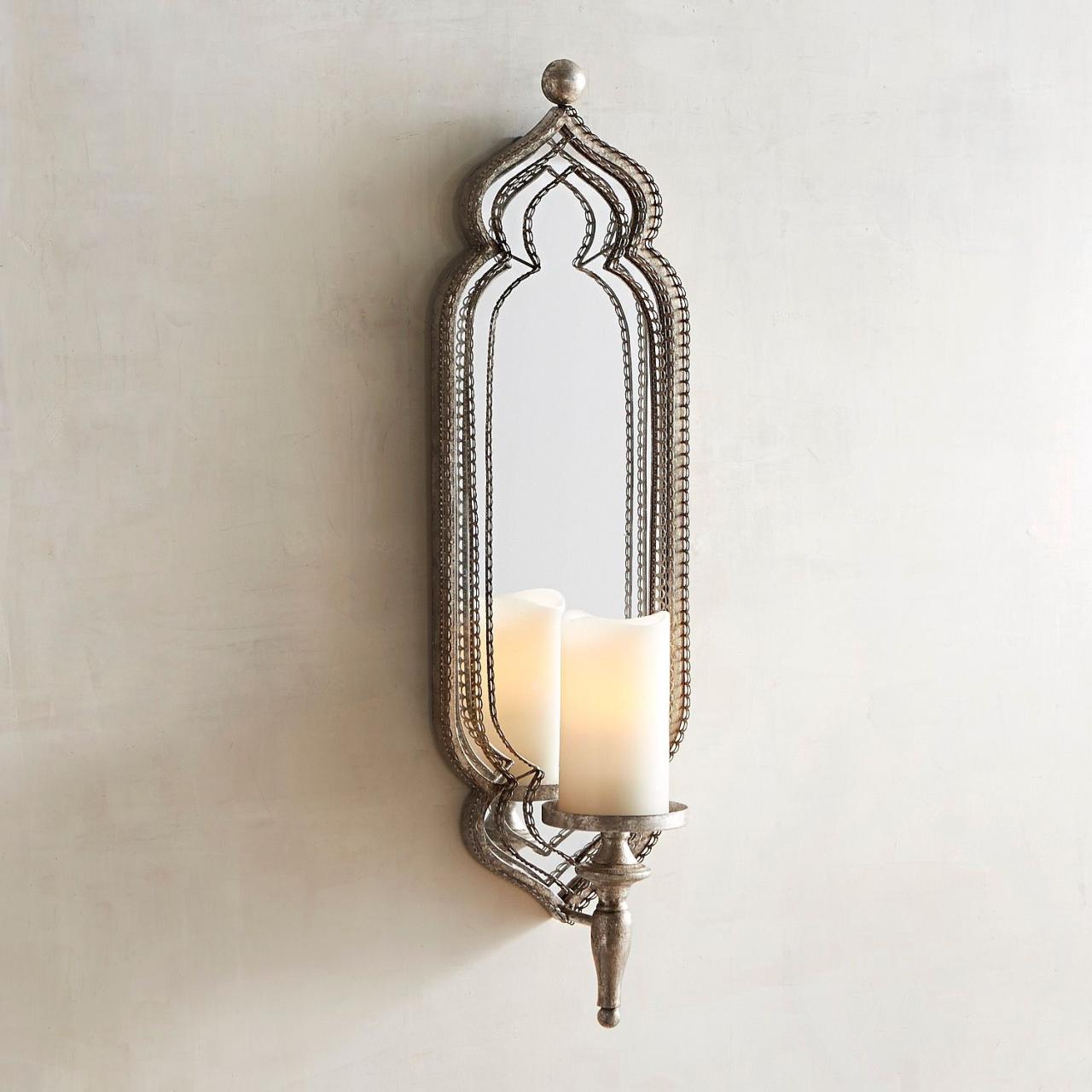 christmas decor for wall sconces Silver Metal Lace Candle Holder Wall Sconce Pier 1 Candle holder