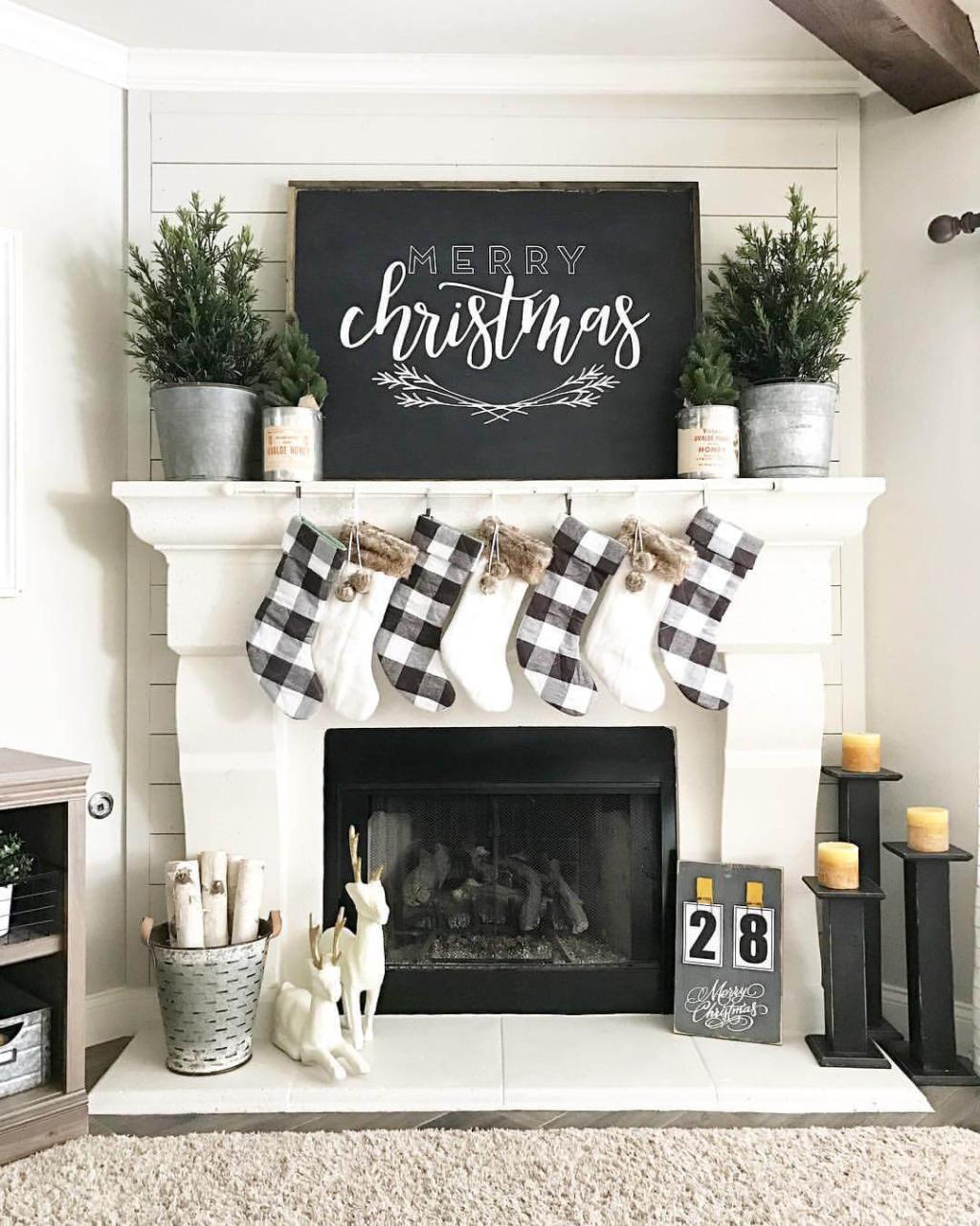 black fireplace christmas decor 38 Best Rustic Farmhouse Christmas Decor Ideas and Designs for 2023