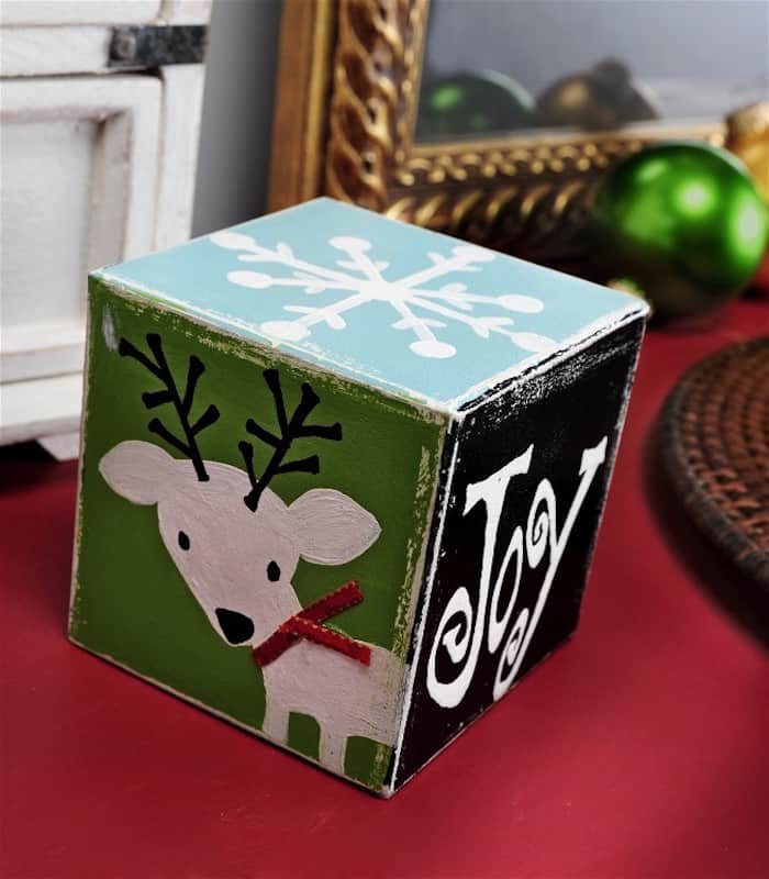 christmas wood block decor Christmas Block for a Hand Painted Holiday Mod Podge Rocks