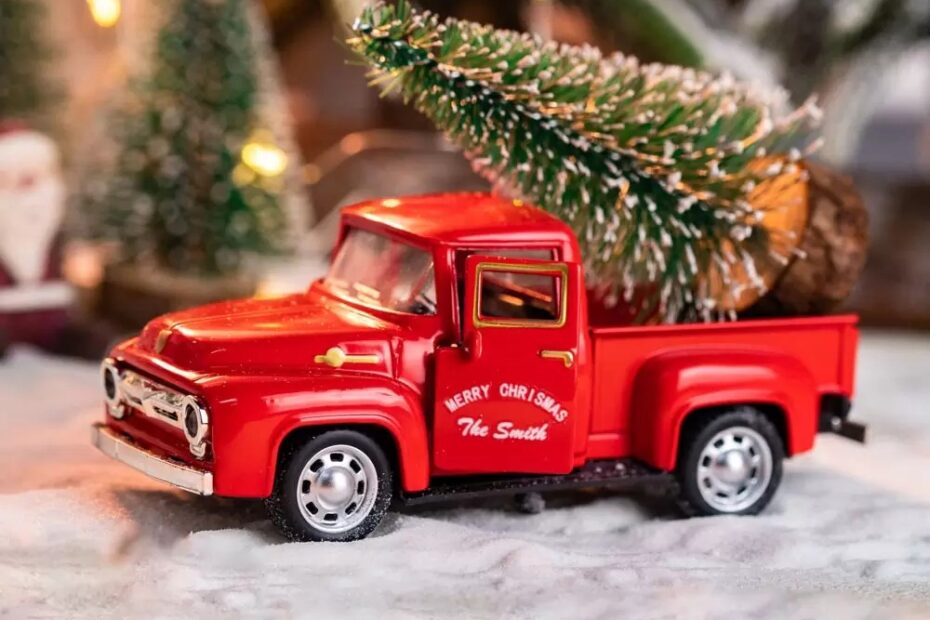 christmas farm truck decor Vintage Farm Truck Decor with Christmas Tree Farmhouse Trucks