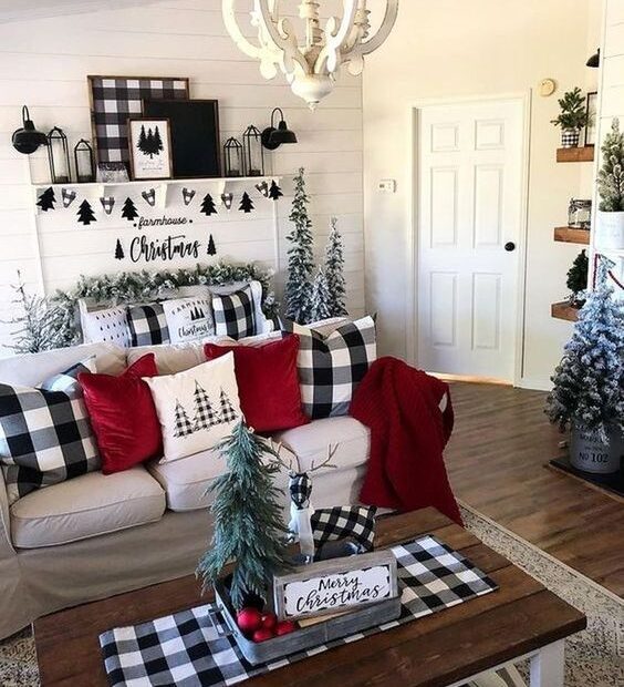 black and white check christmas decor 25 Cozy Buffalo Check Christmas Decor Ideas DigsDigs