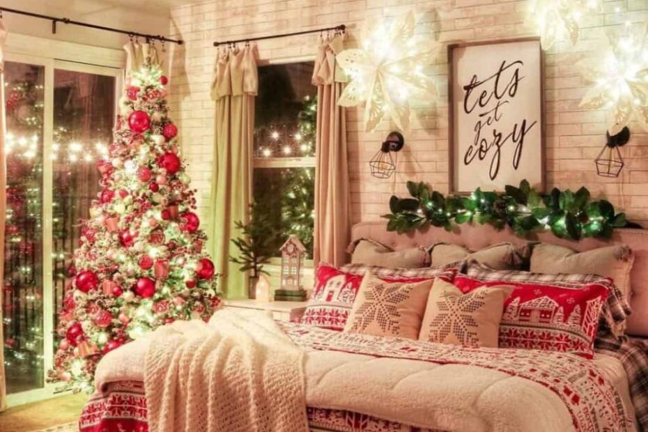 christmas lights for room decor Christmas Bedroom Decor SWEETYHOMEE