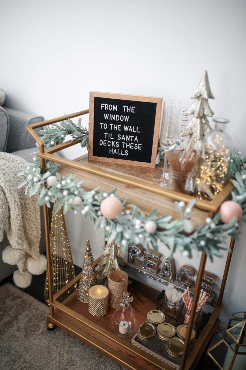 bar cart christmas decor How To Style A Bar Cart For Christmas The House of Sequins