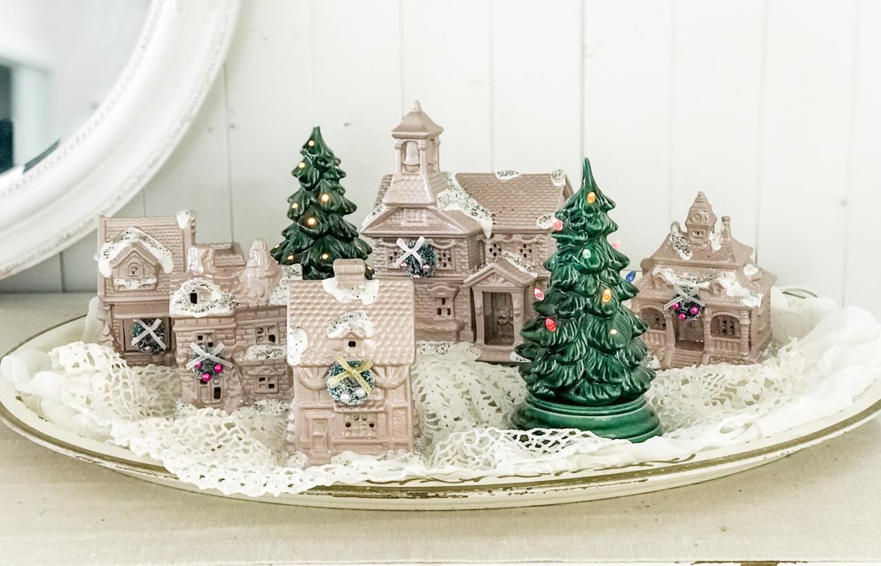 ceramic houses christmas decor Ceramic Christmas village made new! The Hydrangea Farmhouse