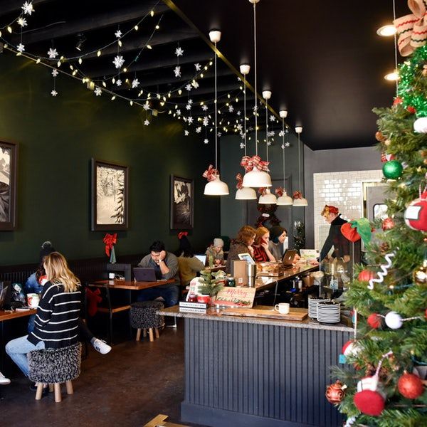 christmas decor for cafe Fiction Coffee a Christmasthemed coffee shop, Deck the Hall