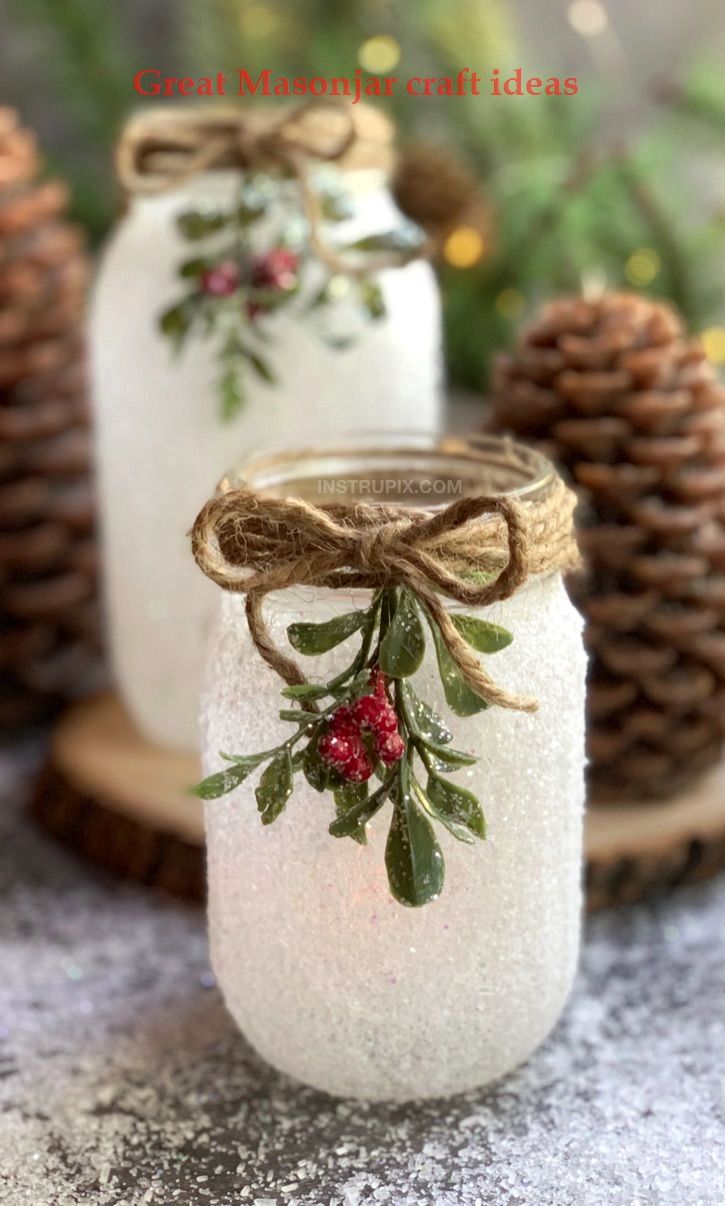 christmas decoration ideas with mason jars 17 Creative Ways to Use Mason Jars in 2020 Mason jar christmas crafts