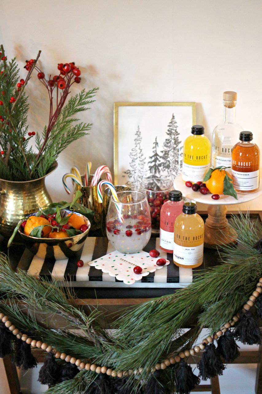 bar cart christmas decor How to Style The Most Festive Holiday Bar Cart — Gathered Living