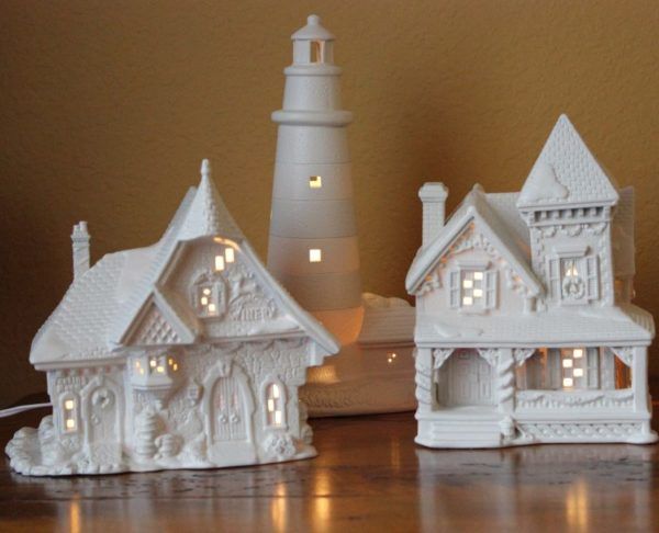 little white houses christmas decor White Christmas village houses Christmas home, White christmas