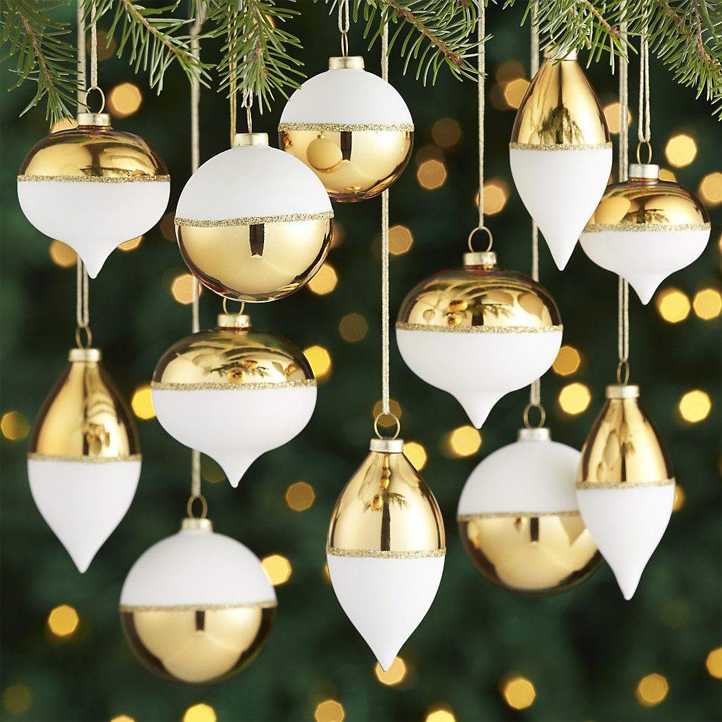 christmas decor white and gold GoldWhiteOrnamentSetS12SHF17 Modern Christmas Decor, Holiday Decor