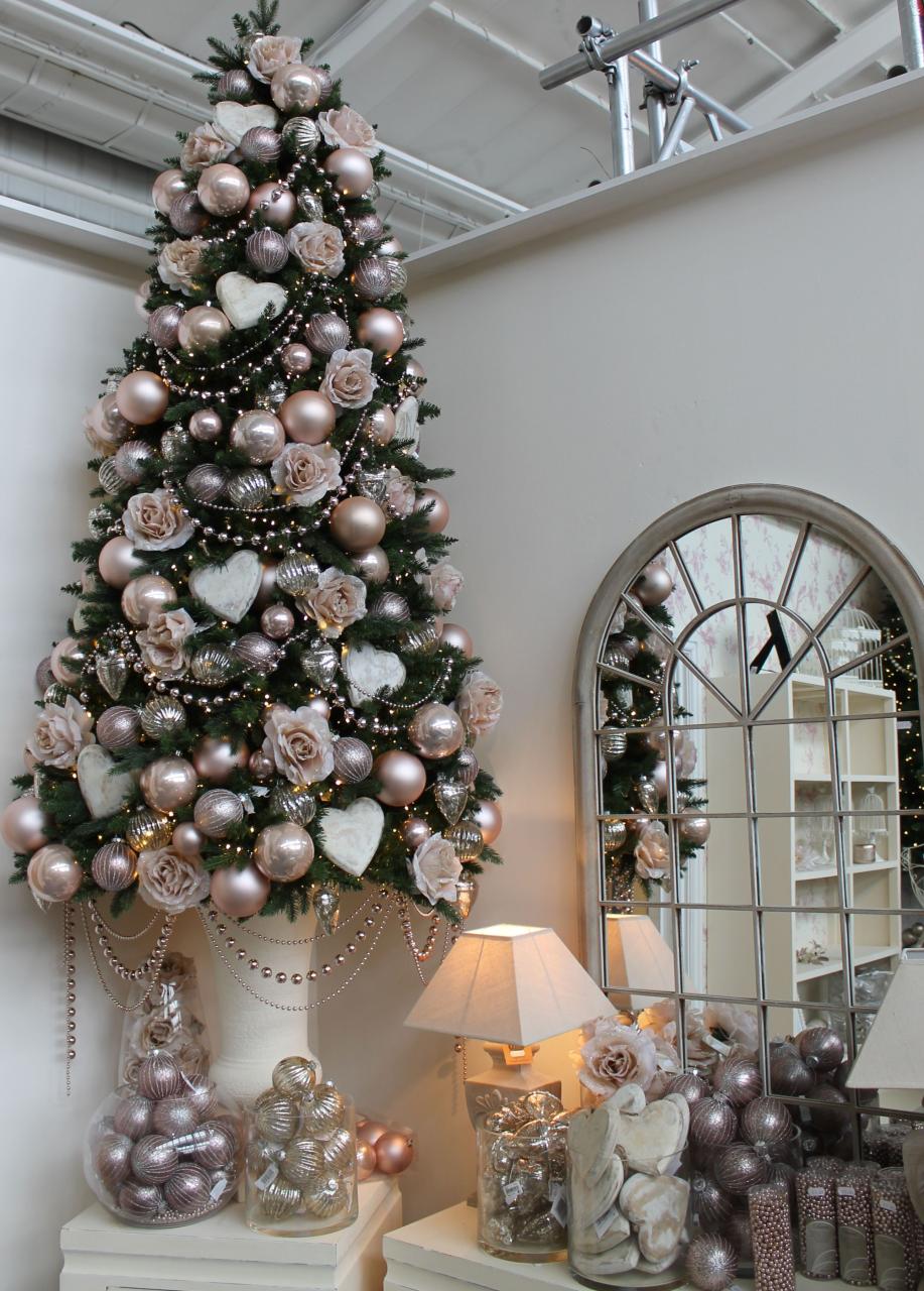 pink decor christmas tree Romantic Christmas Tree Design Blush Pink and Pearl Gold christmas