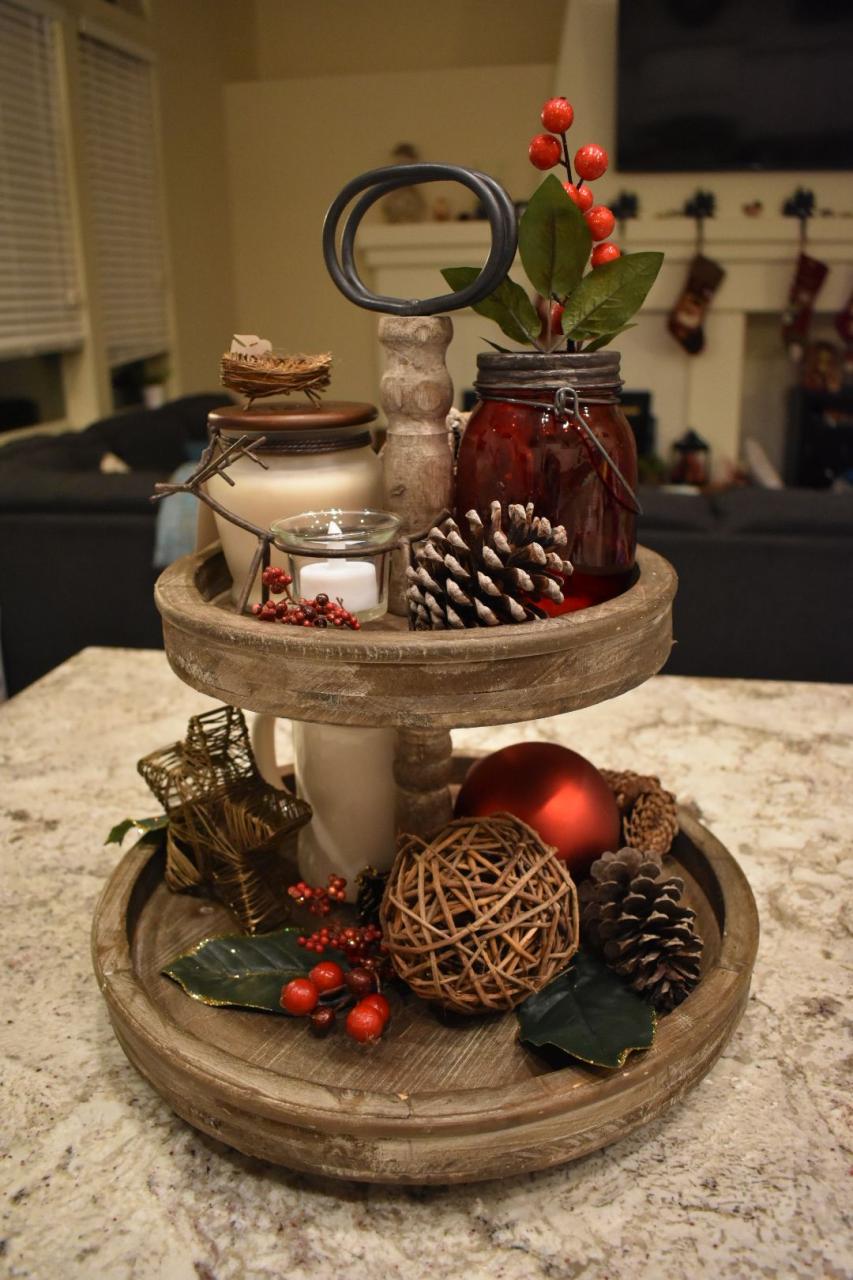 2 tier tray christmas decor Pin by Kim Pyle on Stuff That... Tray decor christmas, Tiered tray