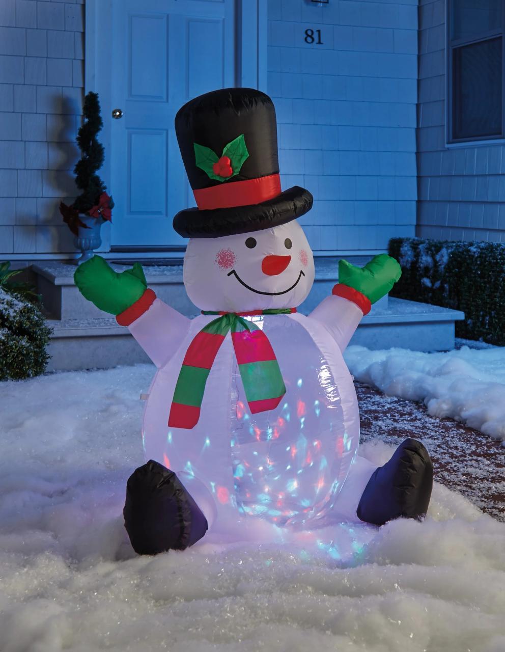 christmas decorations outdoor inflatable decorations Inflatable Snowman with Moving Lights Holiday Yard Decoration 4ft