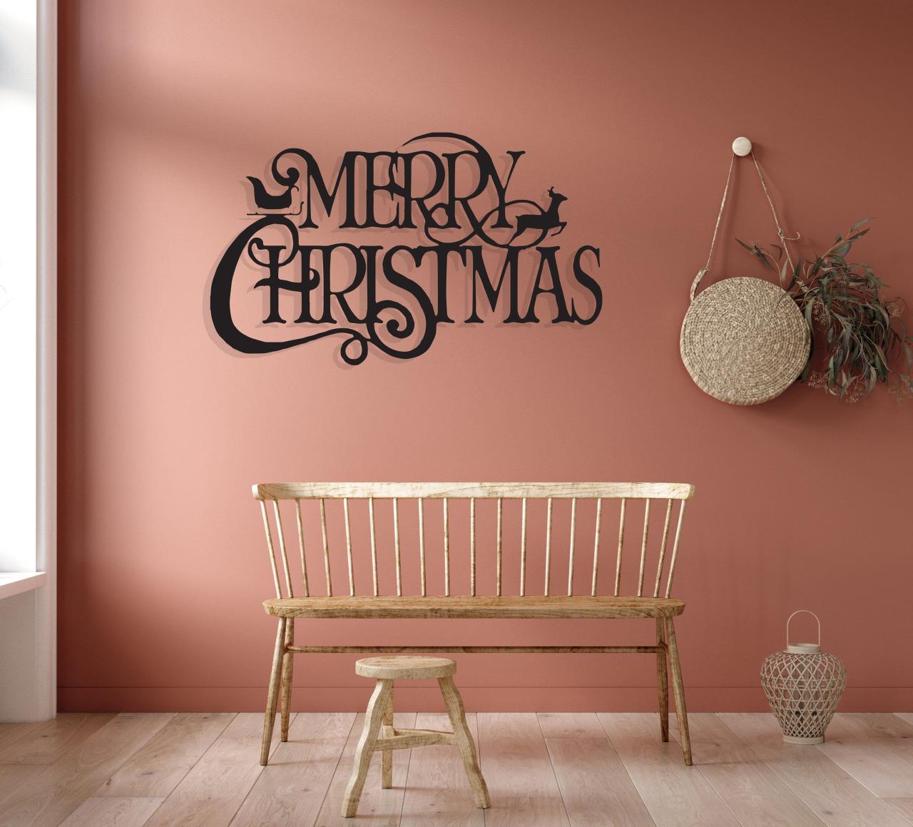 metal christmas wall decor Merry Christmas Metal Wall Art Large Metal Wall Decor Housewarming