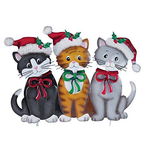 cat christmas yard decor Collections Etc Holiday Cats Garden Stake Christmas Yard https