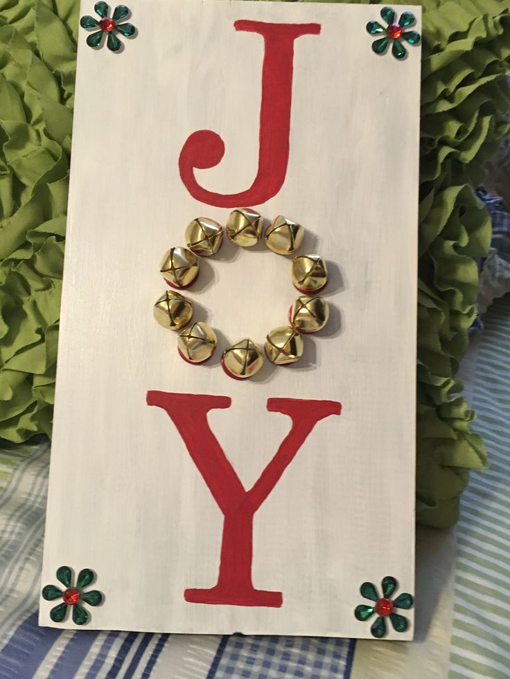 jingles and joy christmas decor JOY with JINGLE BELLS Wooden Handmade Sign Holiday Christmas Decor Gift