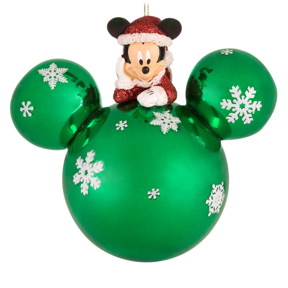 disney mickey christmas decor Disney Christmas Ornament Santa Mickey on Green Snowflake Ornament