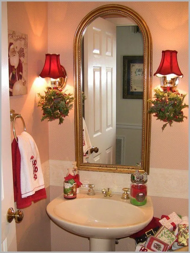 blue christmas bathroom decor 35 Simple Christmas Bathroom Decoration Ideas You Just Can't Miss 