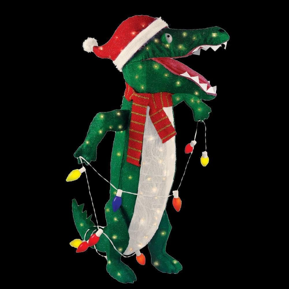 alligator christmas yard decor 36 in. PreLit Tinsel Alligator Outdoor christmas decorations yard