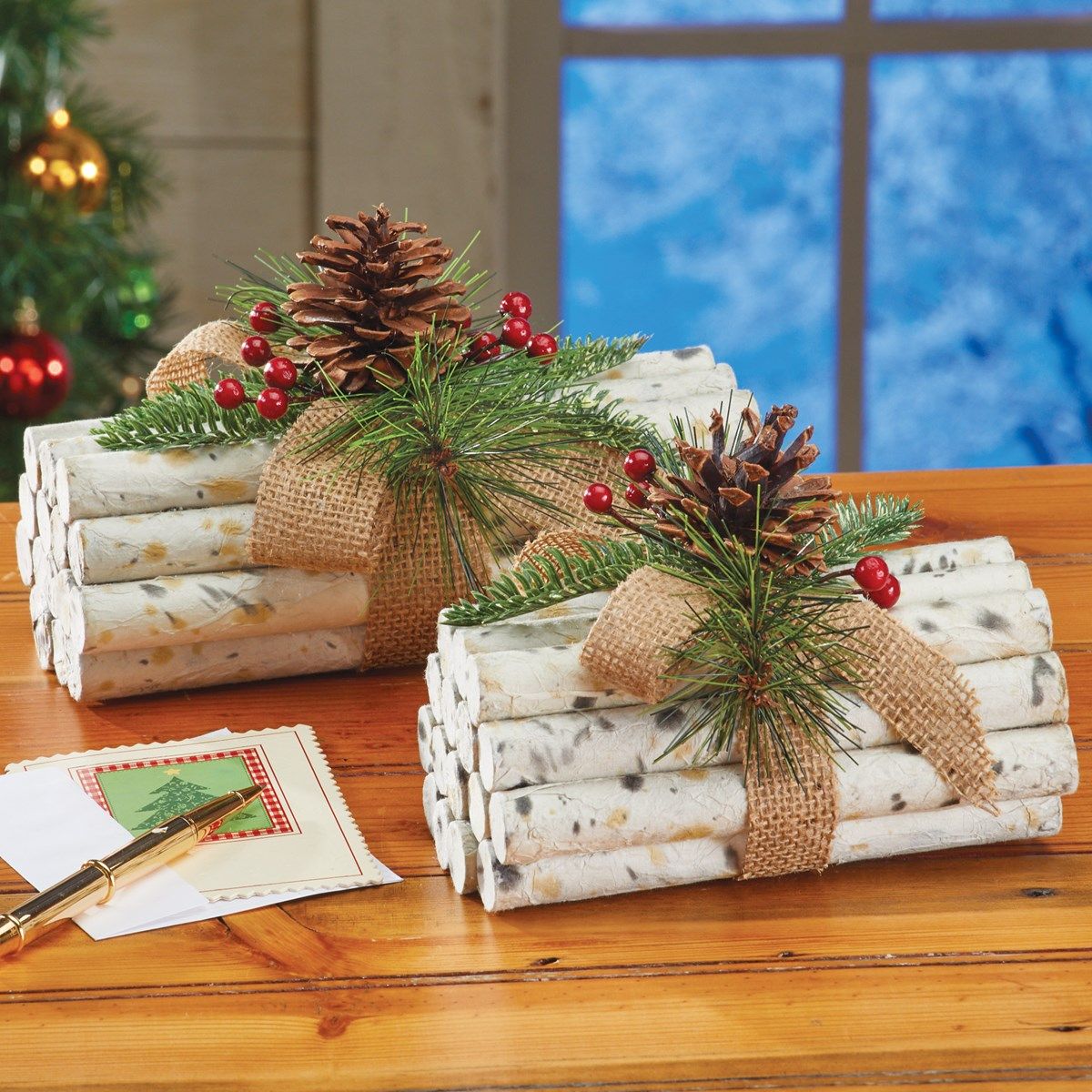 birch tree decor ideas for christmas Rustic Holiday Faux Birch Logs Set of 2 Collections Etc. Homemade