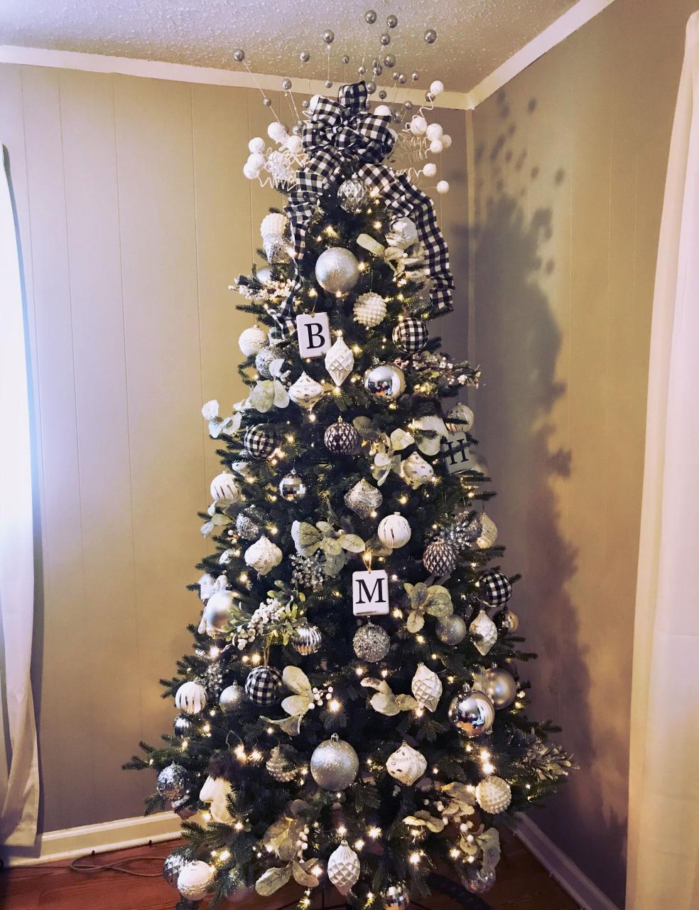 black and white check christmas decor Black and white check inspired Christmas tree Holiday decor