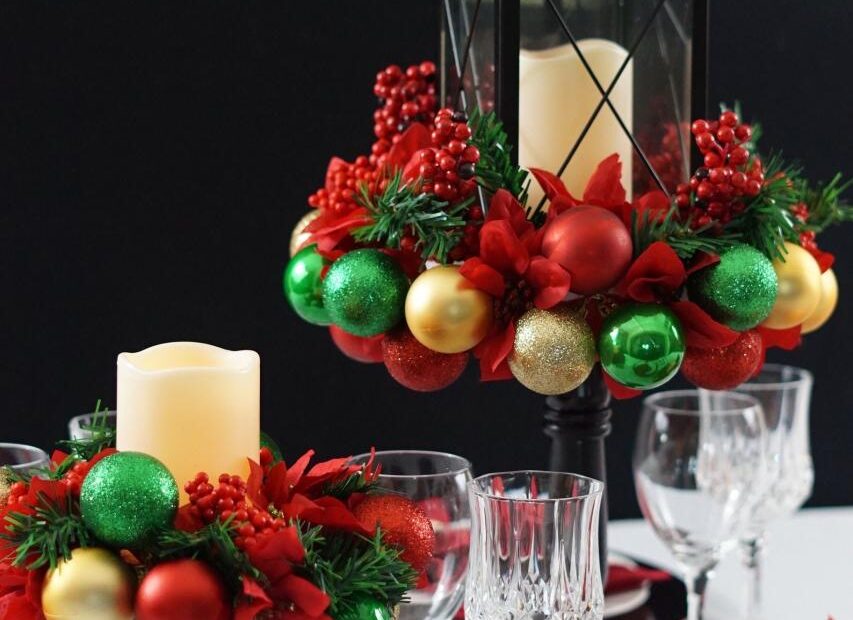 christmas centerpiece ideas diy DIY Christmas Ornament Centerpiece for Festive Tablescape