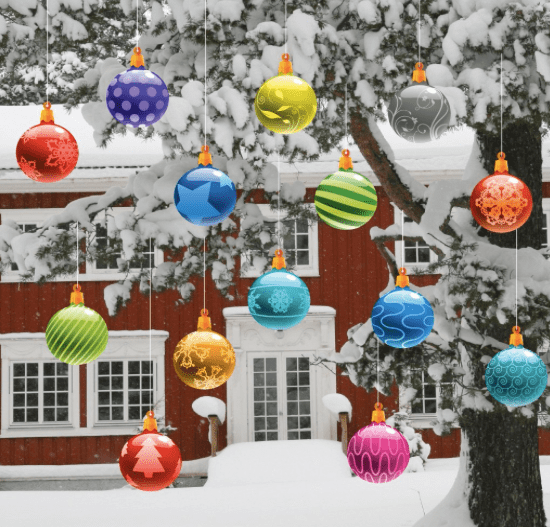 christmas decorations outdoor balls Christmas Balls Hanging From A Tree Outdoors Pictures, Photos, and