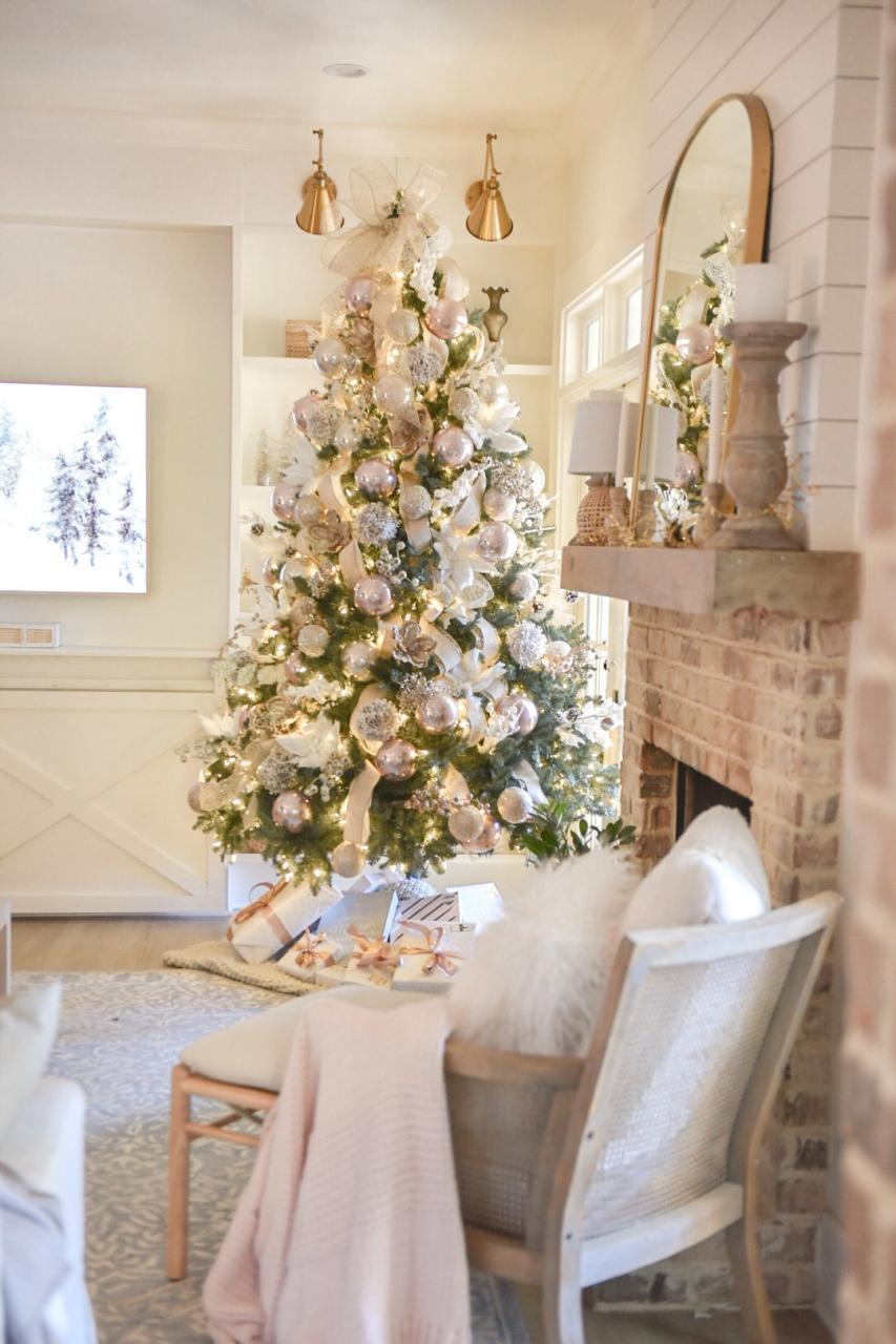 champagne color christmas decor Blush and Champagne Christmas Tree — Montgo Farmhouse