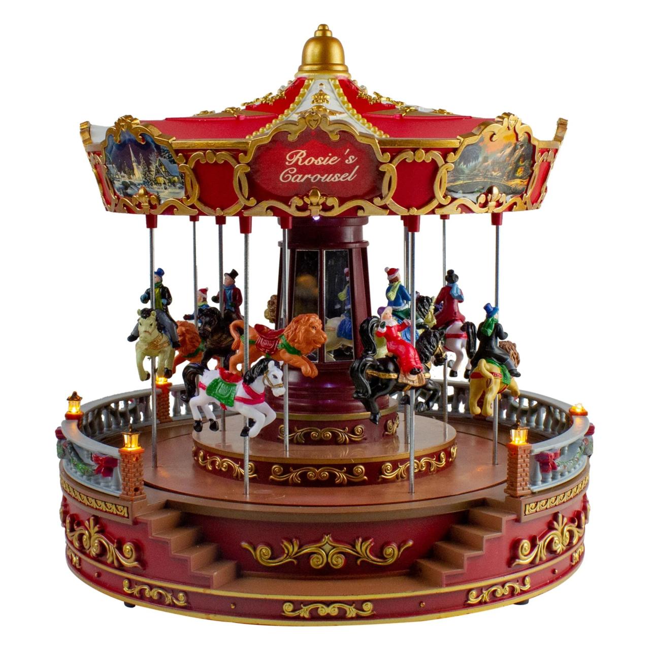 christmas wall decor walmart 14" LED Lighted Carousel Revolving Christmas Decor with Music Walmart