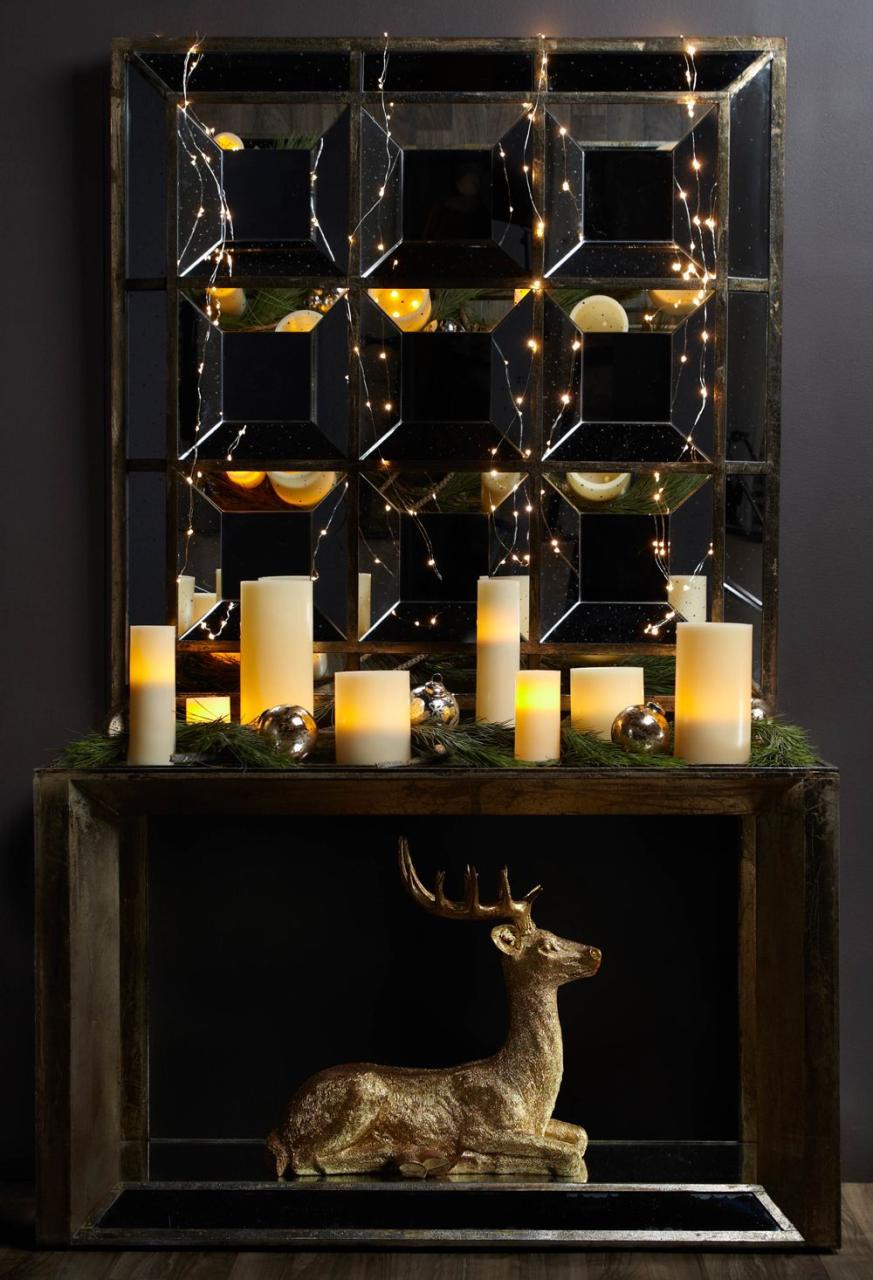 christmas decor console table Decorate console table for christmas Candle decor, Console table