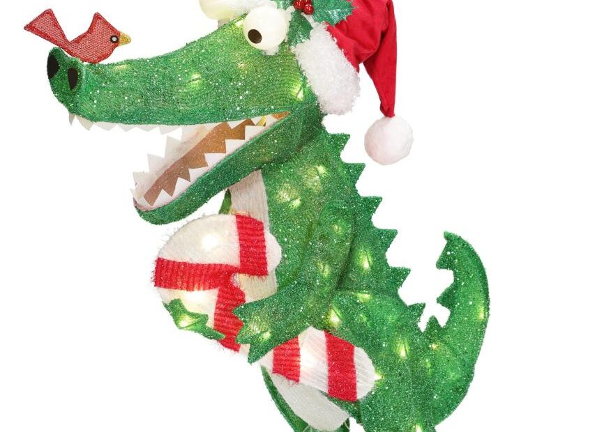 alligator christmas yard decor Alligator Outdoor Christmas Decorations at