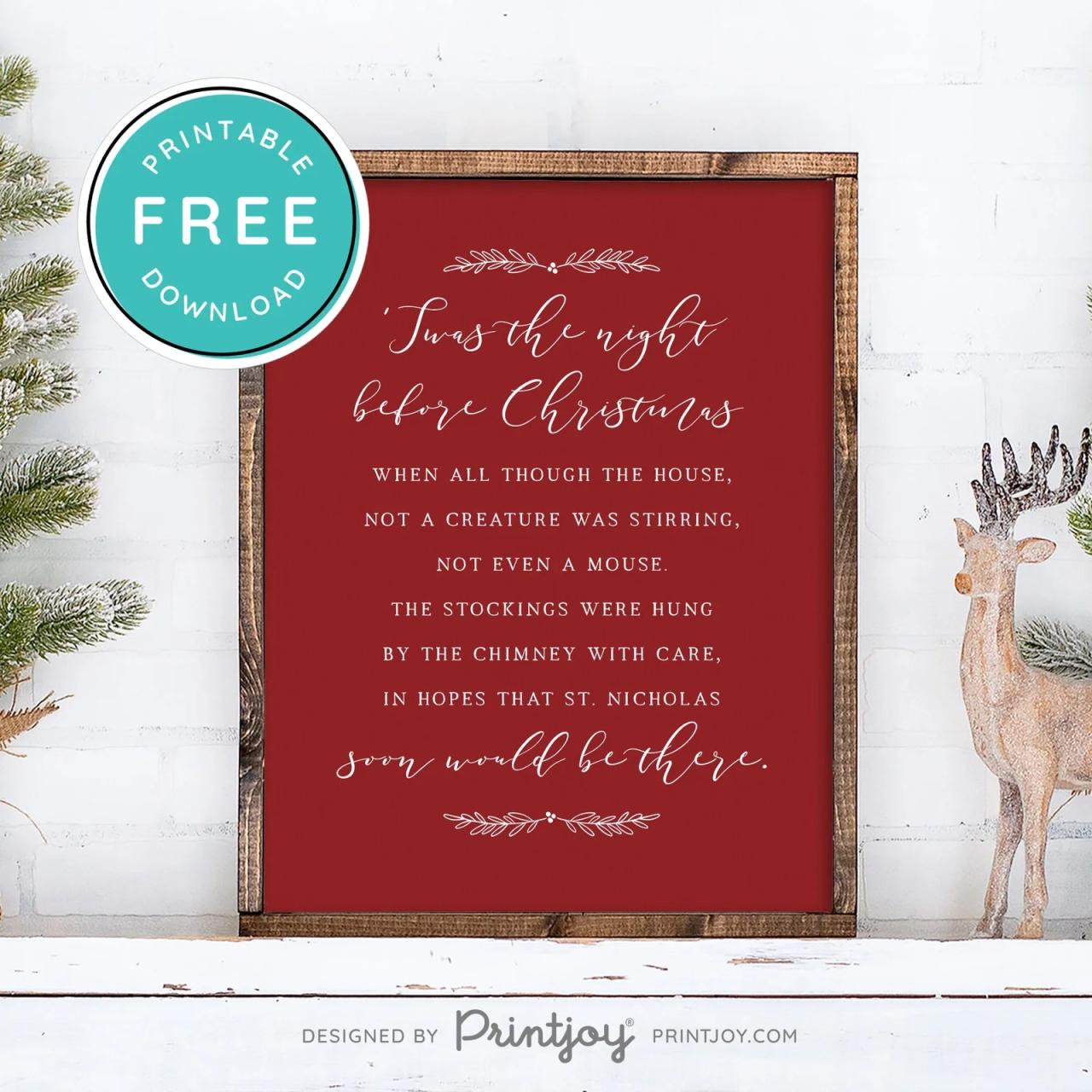 twas the night before christmas wall decor Free Printable Twas The Night Before Christmas Winter Wall Art Decor