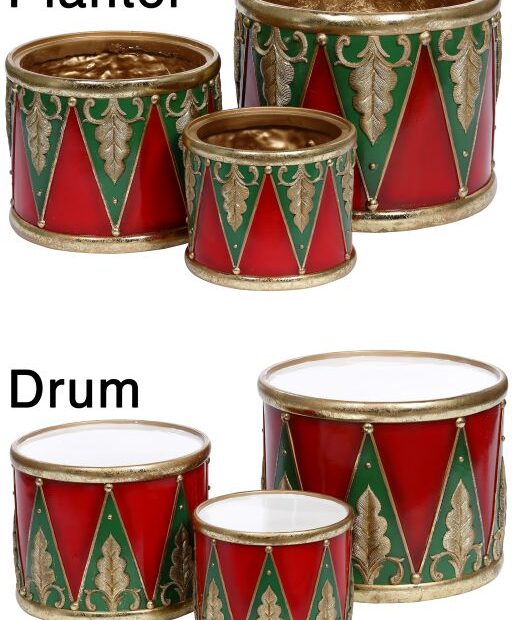 large christmas drum decor Holiday Planter Drums, Set of 3 610 Inches Official Mark Roberts